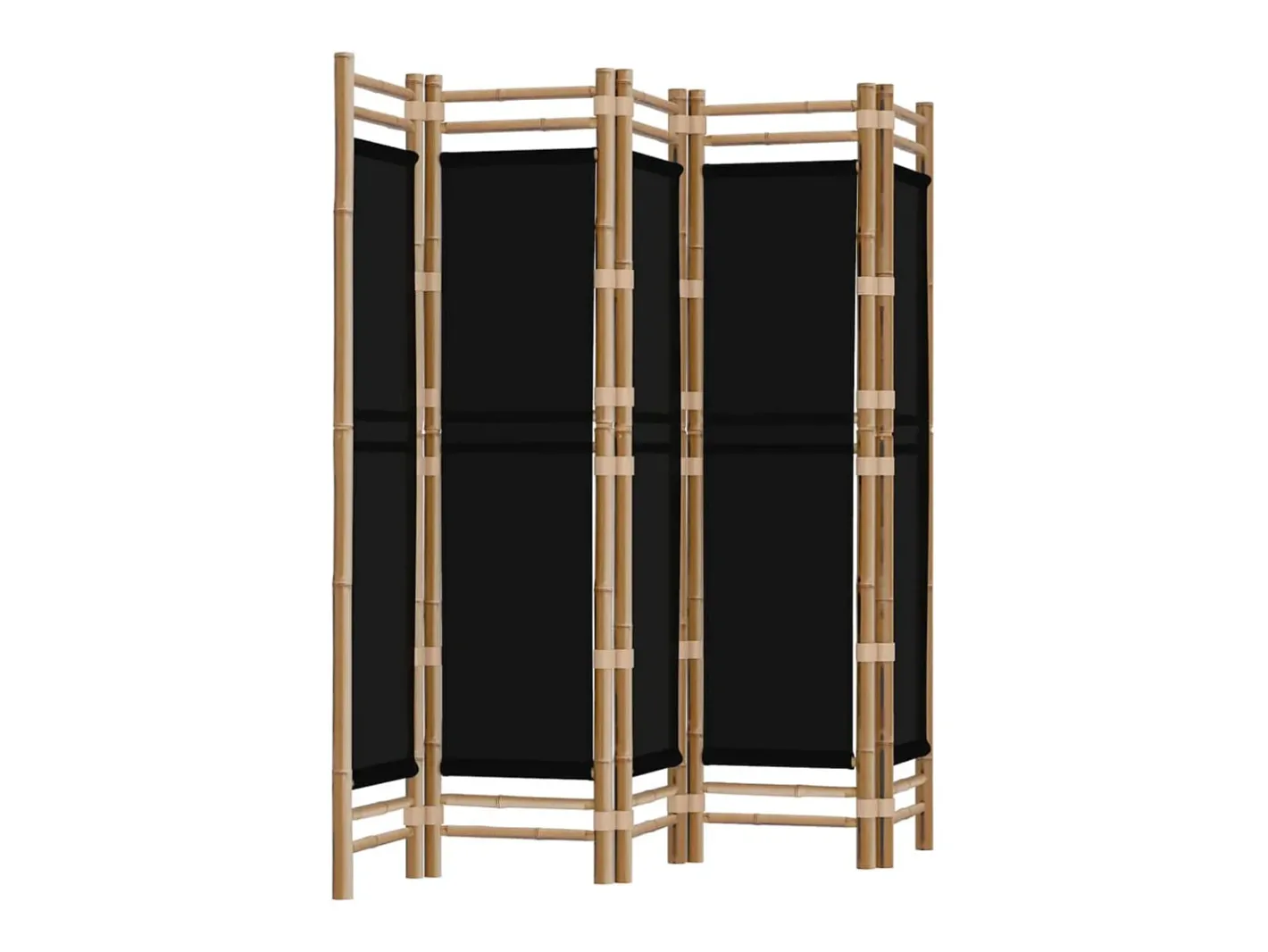 Best Tabique plegable 5 paneles 200 cm Bambú y lona Negro