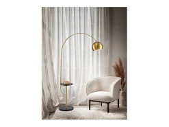 Lámpara De Pie-Tableau - Lámpara de pie LED de latón bruñido, 1 casquillo E27 máx. 60 W, 192 cm de altura, regulable en altura 180° - Perenz Dorado