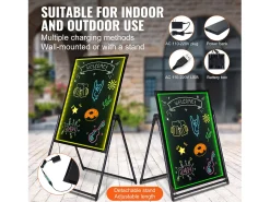 Tablero de Escritura de Mensajes a LED SucceBuy 59,8 x 79,8 cm Tablero Borrable Iluminado Negro Sale
