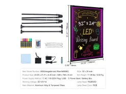 Tablero de Escritura de Mensajes a LED SucceBuy 59,8 x 79,8 cm Tablero Borrable Iluminado Negro Sale