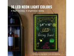 Best Tablero de Escritura de Mensajes a LED SucceBuy 40,5 x 60,5 cm, con Marcadores y Teléfono Negro