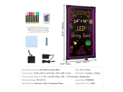 Best Tablero de Escritura de Mensajes a LED SucceBuy 40,5 x 60,5 cm, con Marcadores y Teléfono Negro