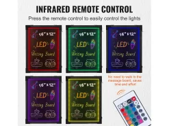 Cuadro-Tablero de Escritura de Mensajes con LED SucceBuy, 40,5 x 30,2 cm Iluminado y Borrable, para la Casa, la Tienda de Bodas Negro