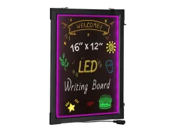 Cuadro-Tablero de Escritura de Mensajes con LED SucceBuy, 40,5 x 30,2 cm Iluminado y Borrable, para la Casa, la Tienda de Bodas Negro