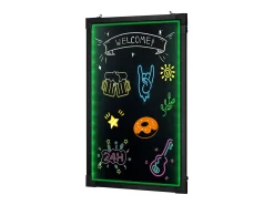Cuadro-Tablero de Escritura de Mensajes con LED SucceBuy, 40,5 x 30,2 cm Iluminado y Borrable, para la Casa, la Tienda de Bodas Negro