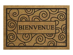 Felpudo-Tapete de Coco de Bienvenida 40x60cm Idmat - Fibras Naturales para Interior/Exterior Cubierto Marru00f3n
