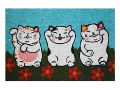 Discount Tapete de fibra de coco blanqueada con motivos de gatos 40x60cm para interior/exterior cubierto Multicolor