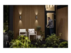 Ledkia Iluminación Exterior-TechBrey Aplique de Pared Exterior LED Doble Iluminación Regulable 2x4.5W PHILIPS Shadow Transparente