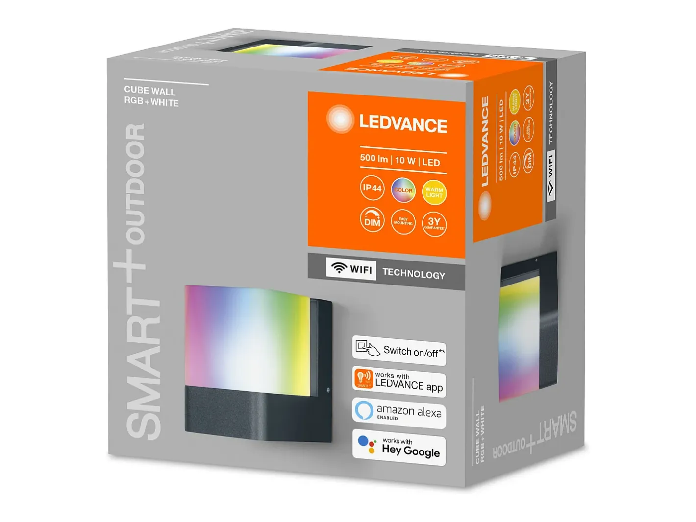 Ledkia Aplique Para Pared-TechBrey Aplique de Pared LED RGBW 10W Smart+ WiFi IP 44 Cubo LEDVANCE 4058075478114 Transparente