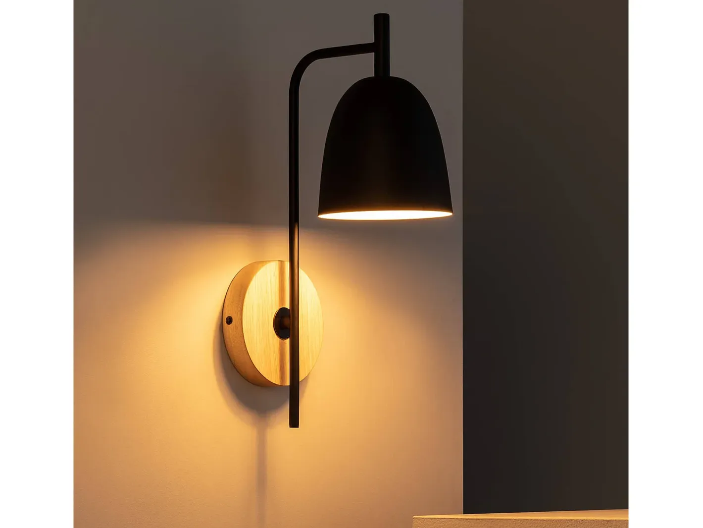 Ledkia Aplique Para Pared-TechBrey Lámpara de Pared de Madera y Metal Fresne Negro