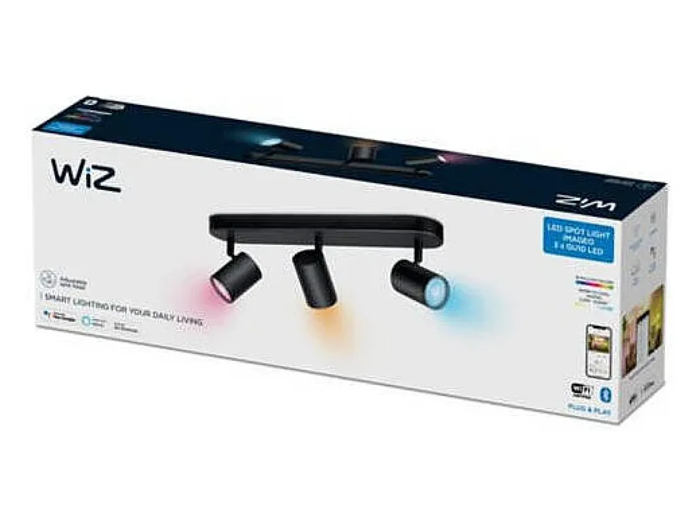 Ledkia Plafón-TechBrey Lámpara de Techo LED Regulable RGB Smart WiFi+Bluetooth 4.9W Tres Focos WiZ Imageo Negro