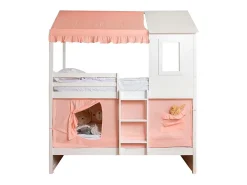 Techo para litera litera Casita algodón 70x198/154x133cm Rosa