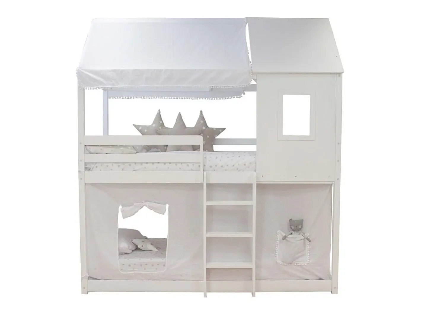Techo para litera Montessori algodón 167x133/196x90cm Blanco Outlet