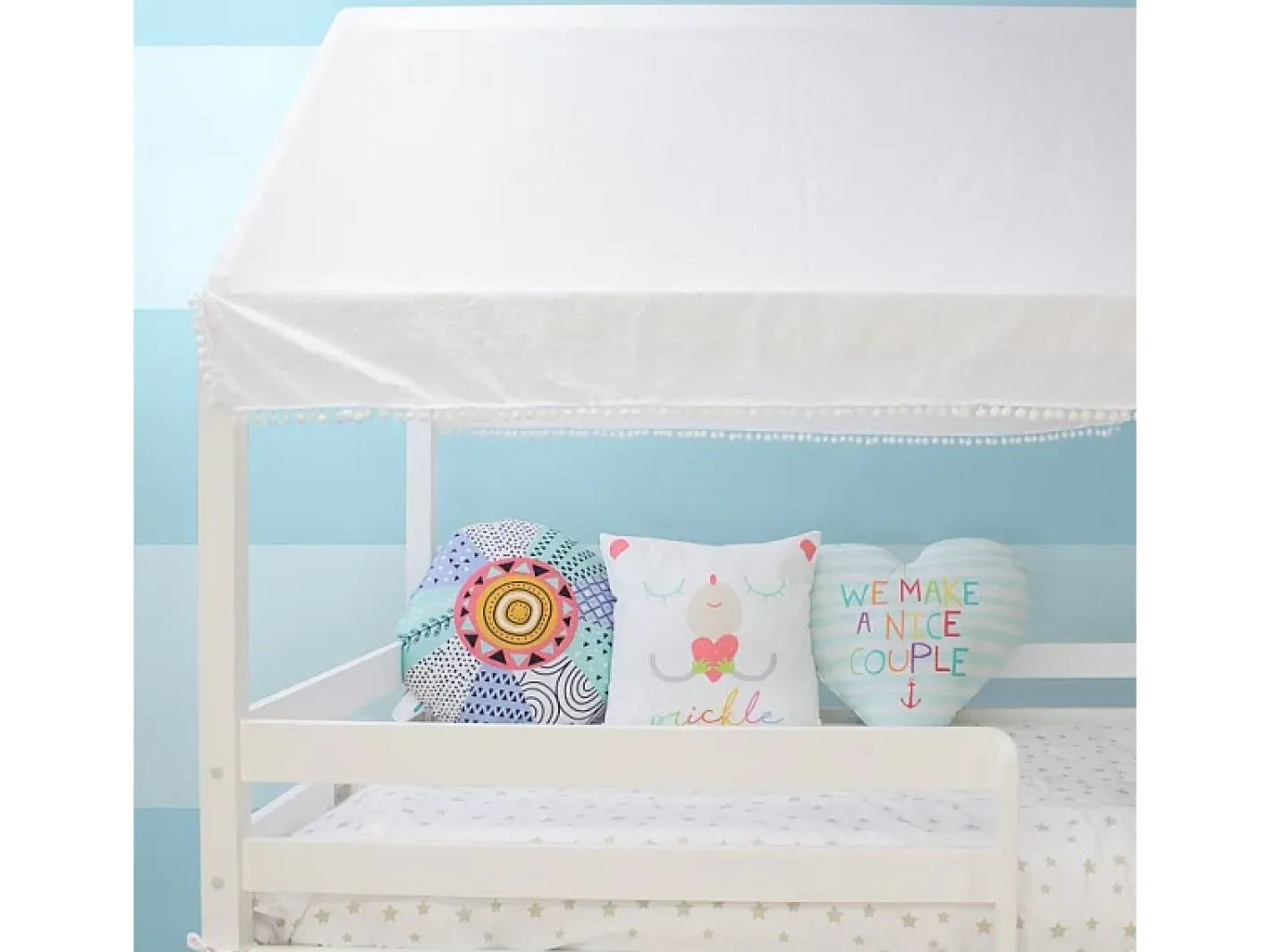 Techo para litera Montessori algodón 167x133/196x90cm Blanco Outlet