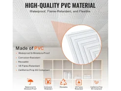 Sticker-Tejas Autoadhesivas PVC SucceBuy Placas de Techo Pack de 12 60.96CM x 60.96CM PVC Instalación Fácil Eco Estilo Blanco