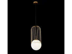 Maytoni Lámpara Suspendida-Telford Lámpara Colgante de Techo Cage Oro, 1 Luz, E27 Dorado