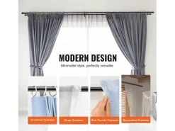 Tendones de Cortinas de Doble Vara SucceBuy, Longitud Ajustable de 36 a 72 Pulgadas, Terminos de Tapón Negro Sale