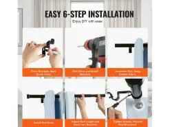 Tendones de Cortinas de Doble Vara SucceBuy, Longitud Ajustable de 36 a 72 Pulgadas, Terminos de Tapón Negro Sale