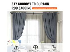 Tendones de Cortinas de Doble Vara SucceBuy, Longitud Ajustable de 36 a 72 Pulgadas, Terminos de Tapón Negro Sale