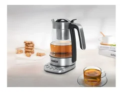 Presentación Y Servicio-Tetera eléctrica Muse MS-320T 1,2L acero inoxidable con infusor, control de temperatura 80-100°C, apagado automático y función mantener caliente
