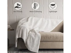 The White Stone Manta de Fibra de Carbono | Manta Suave para Sofá | Manta Antiestrés de Doble Cara | Manta Aterciopelada para Cama | 110 x 180 cm Blanco Discount