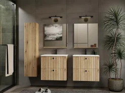 TOPESHOP TIGO - Espejo de baño con estante tigo 60x61,5 cm Color natural oscuro