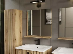 TOPESHOP TIGO - Espejo de baño con estante tigo 60x61,5 cm Color natural oscuro