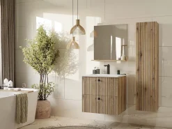 TOPESHOP TIGO - Espejo de baño con estante tigo 60x61,5 cm Color natural oscuro