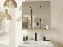 TOPESHOP TIGO - Espejo de baño con estante tigo 60x61,5 cm Color natural oscuro