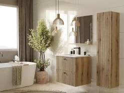TOPESHOP TIGO - Espejo de baño con estante tigo 60x61,5 cm Color natural oscuro
