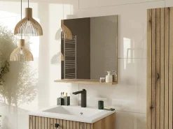 TOPESHOP TIGO - Espejo de baño con estante tigo 60x61,5 cm Color natural oscuro