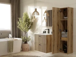 TOPESHOP TIGO - Espejo de baño con estante tigo 60x61,5 cm Color natural oscuro