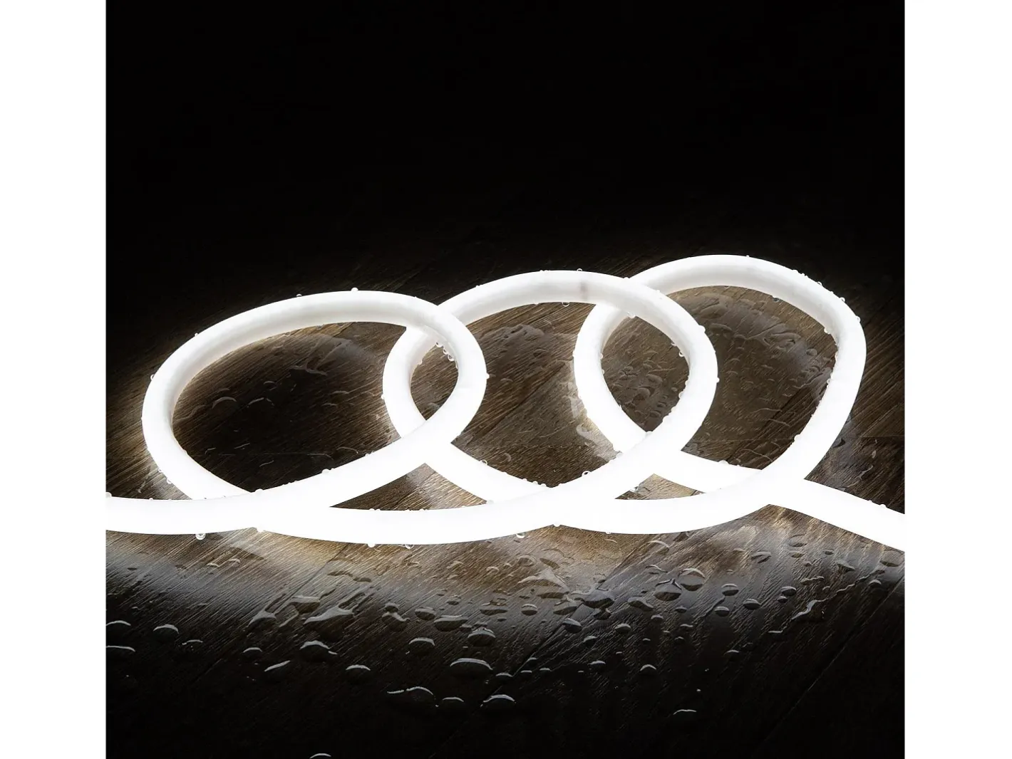Ledkia Iluminación Exterior-Tira LED Neón Regulable 220V Circular SFLEX14 8W/m Corte 100cm IP65 a Medida Frío 4 m Blanco