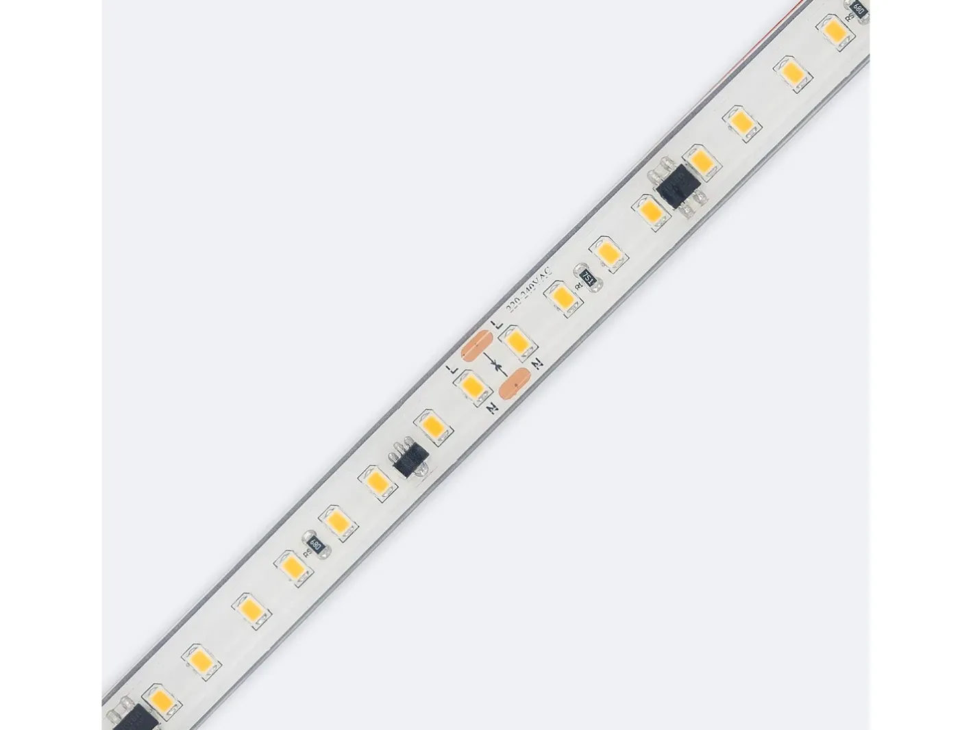 Ledkia Tira LED Regulable 220V SMD Autorectificada 120 LED/m 14W/m 1680lm/m SILICONE FLEX Ancho 12mm Corte 10cm IP67 a Medida 4000K Blanco Neutro 10 m Transparente Clearance