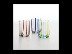 Tirache Zafferano Vaso en Vidrio Borosilicato Bicolor -Naranja Caja de 6 Piezas Negro Hot