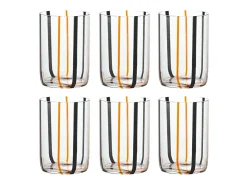 Tirache Zafferano Vaso en Vidrio Borosilicato Bicolor -Naranja Caja de 6 Piezas Negro Hot
