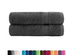 Ropa De Cama|Textil De Baño-Toallas de baño 2 uds 100% algodón antracita 100x150 cm 600 gsm ES839375 Gris antracita