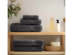 Ropa De Cama|Textil De Baño-Toallas de baño 2 uds 100% algodón antracita 100x150 cm 600 gsm ES839375 Gris antracita