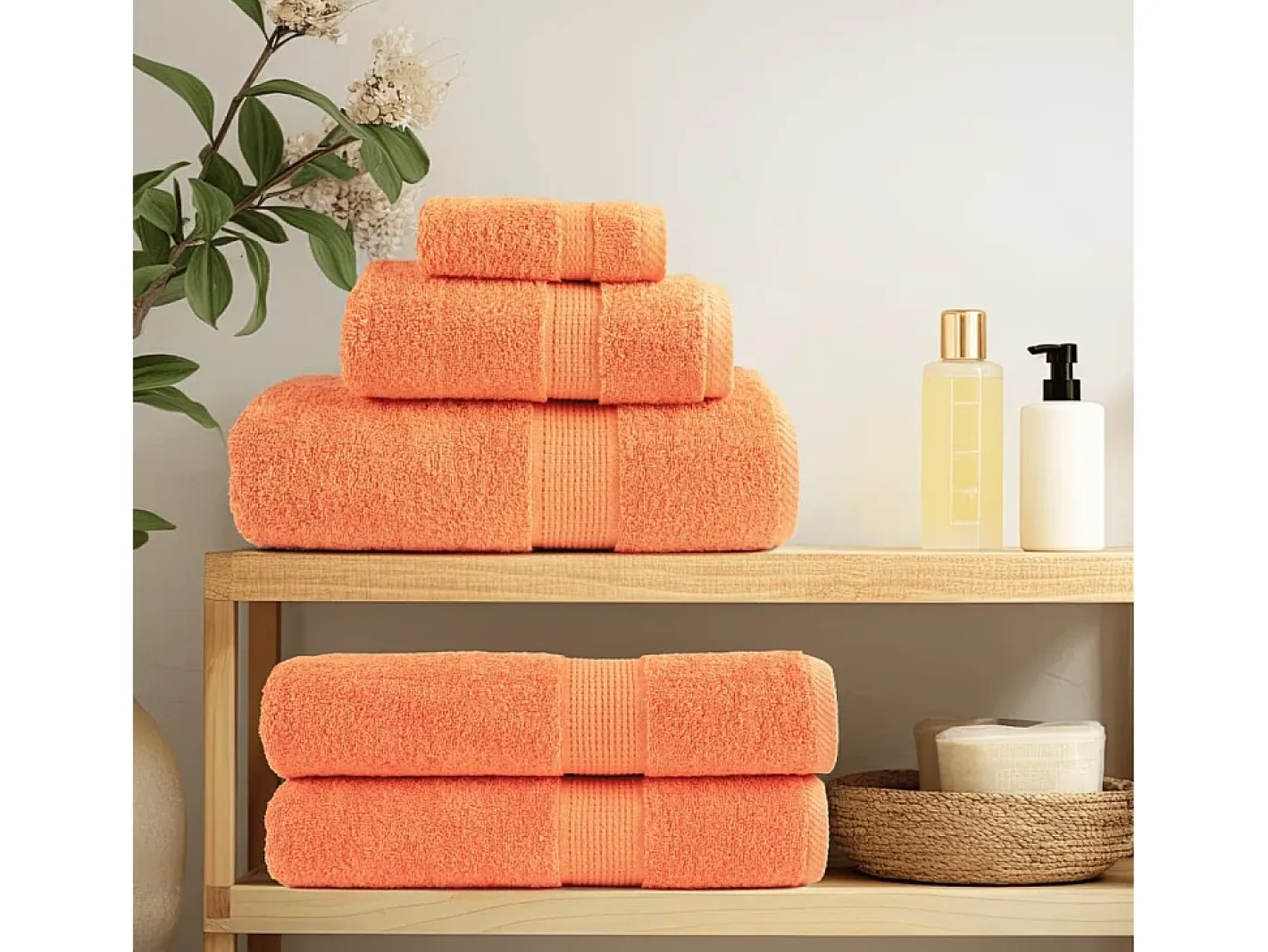 Toallas de baño 4 uds 100% algodón verde 100x150 cm 600 gsm ES766661 Naranja