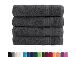 Ropa De Cama|Textil De Baño-Toallas de baño 4 uds 100% algodón antracita 100x150 cm 600 gsm ES649500 Gris antracita