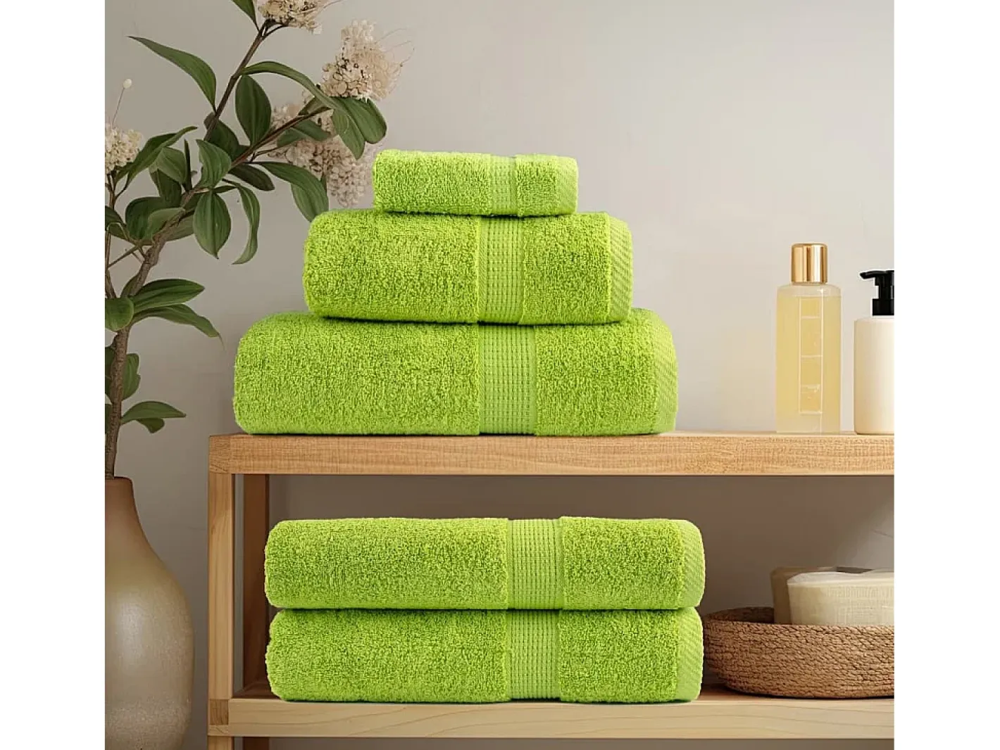 Sale Toallas de baño 10 uds 100% algodón 100x150 cm 600 gsm ES599604 Verde