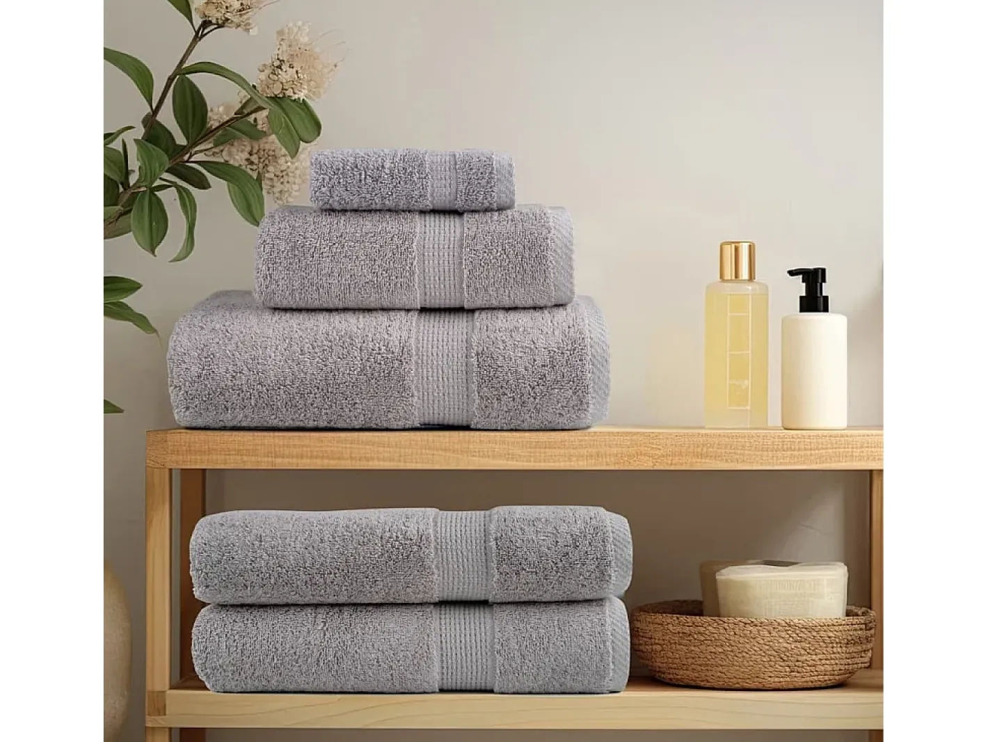 Hot Toallas de baño 2 uds 100% algodón 100x150 cm 600 gsm ES907941 Gris