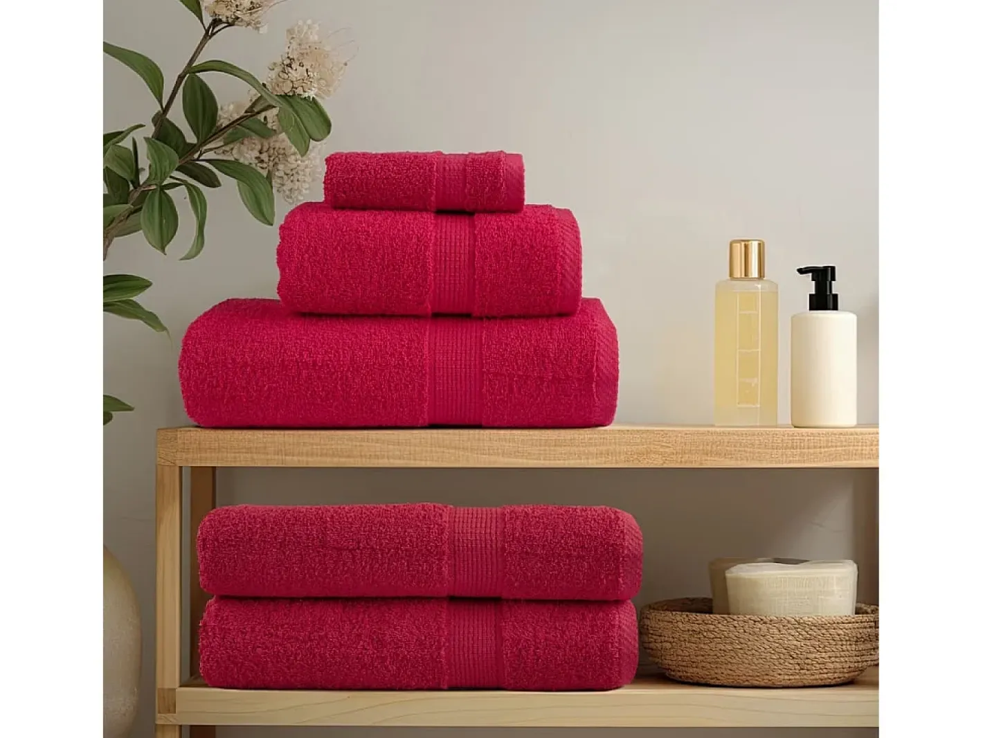 Toallas de baño 10 uds 100% algodón verde 100x150 cm 600 gsm ES909844 Rojo Sale