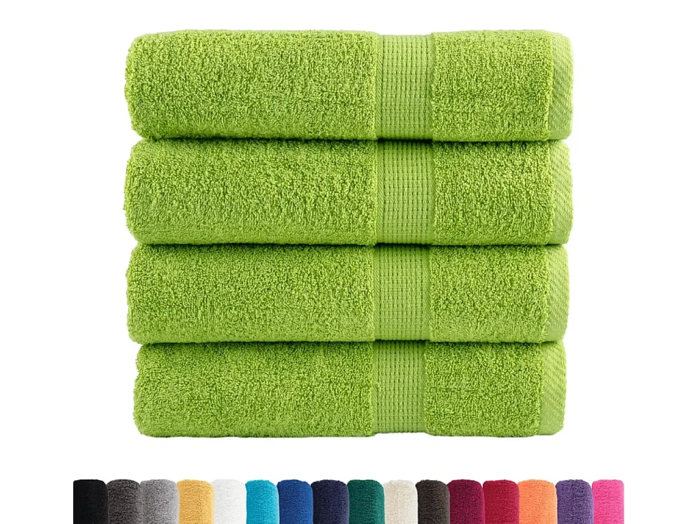 Discount Toallas de baño 4 uds 100% algodón 100x150 cm 600 gsm ES575680 Verde