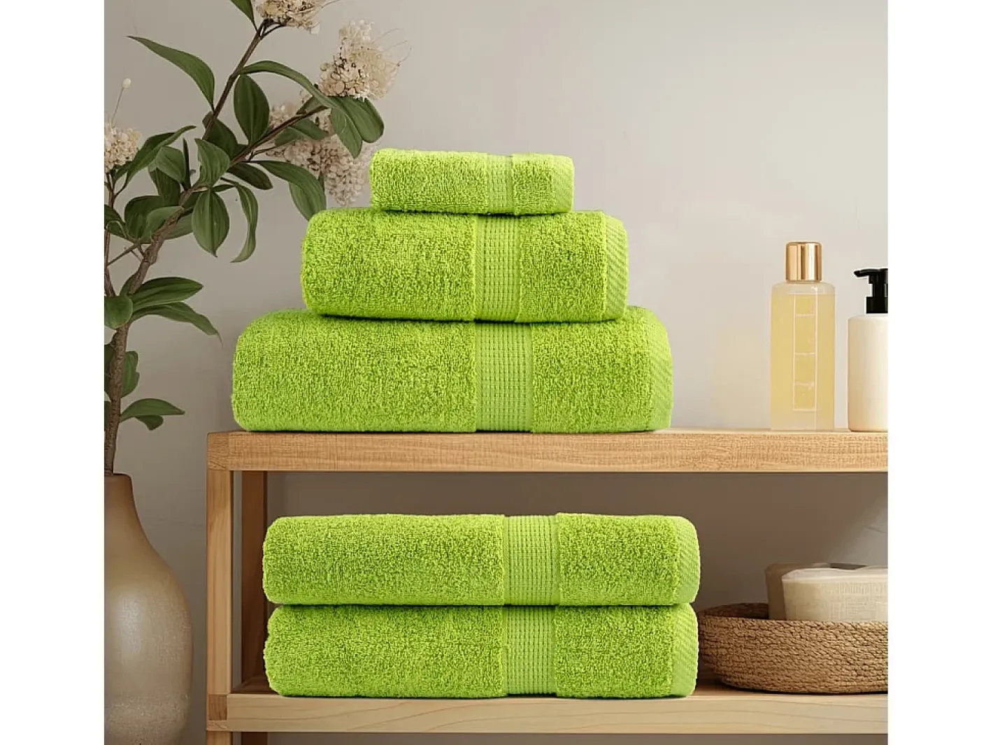 Discount Toallas de baño 4 uds 100% algodón 100x150 cm 600 gsm ES575680 Verde