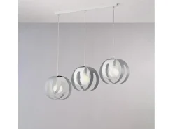 Lámpara Suspendida-Tobias Lámpara colgante con florón rectangular y difusores cortados a láser en hierro lacado y gris con cable eléctrico orientable 3 luces Blanco