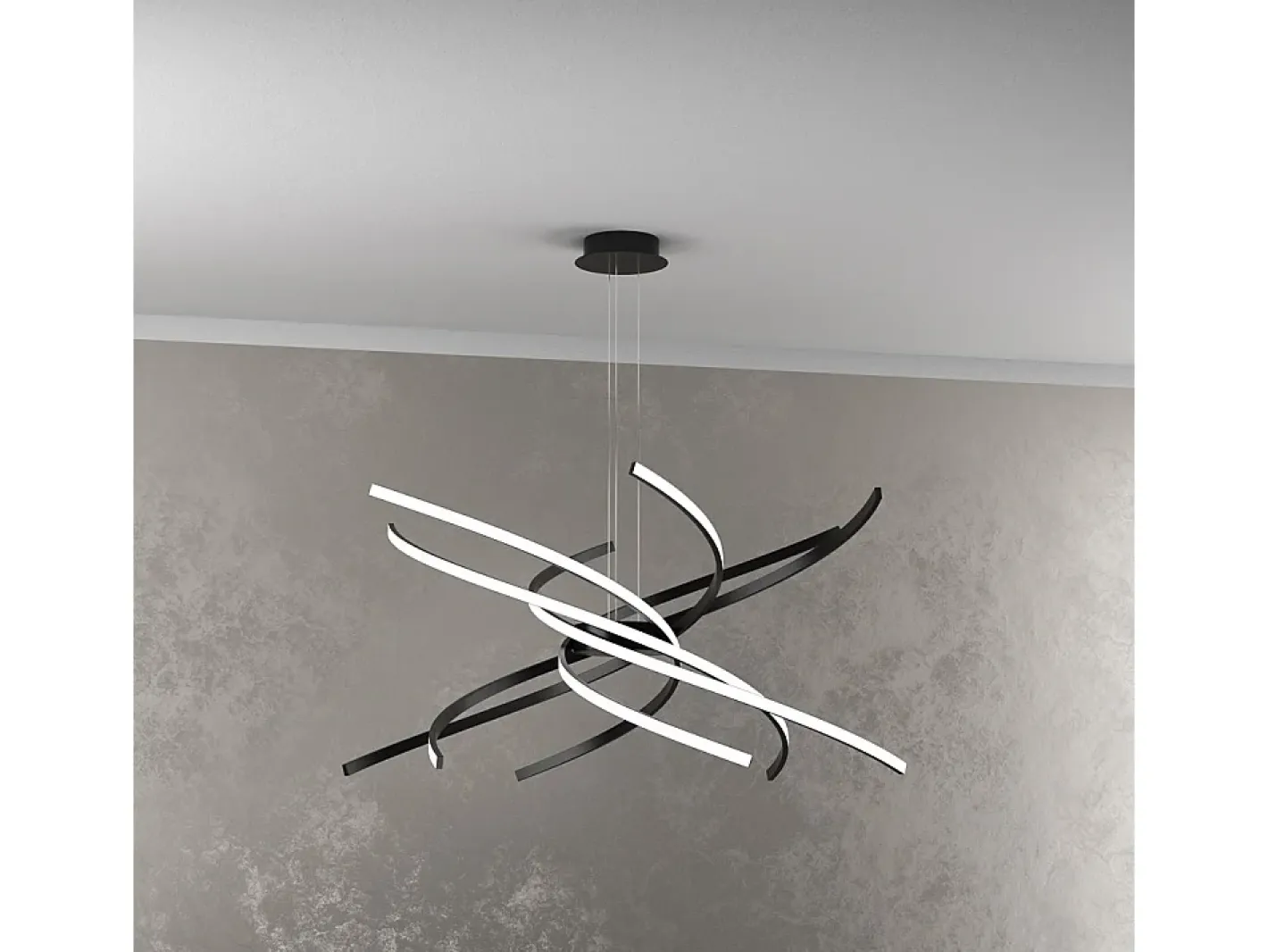 Tornado Sospensione D.80 Cm. Nero Luce Naturale 3000K Negro Clearance