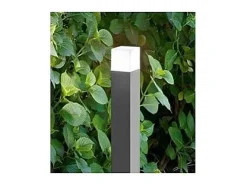 Discount Torre - Bolardo de jardín con 1 bombilla E27 máx. 20 W IP54, aluminio pintado, bolardo para exterior, color antracita, altura 90 cm - Perenz Gris