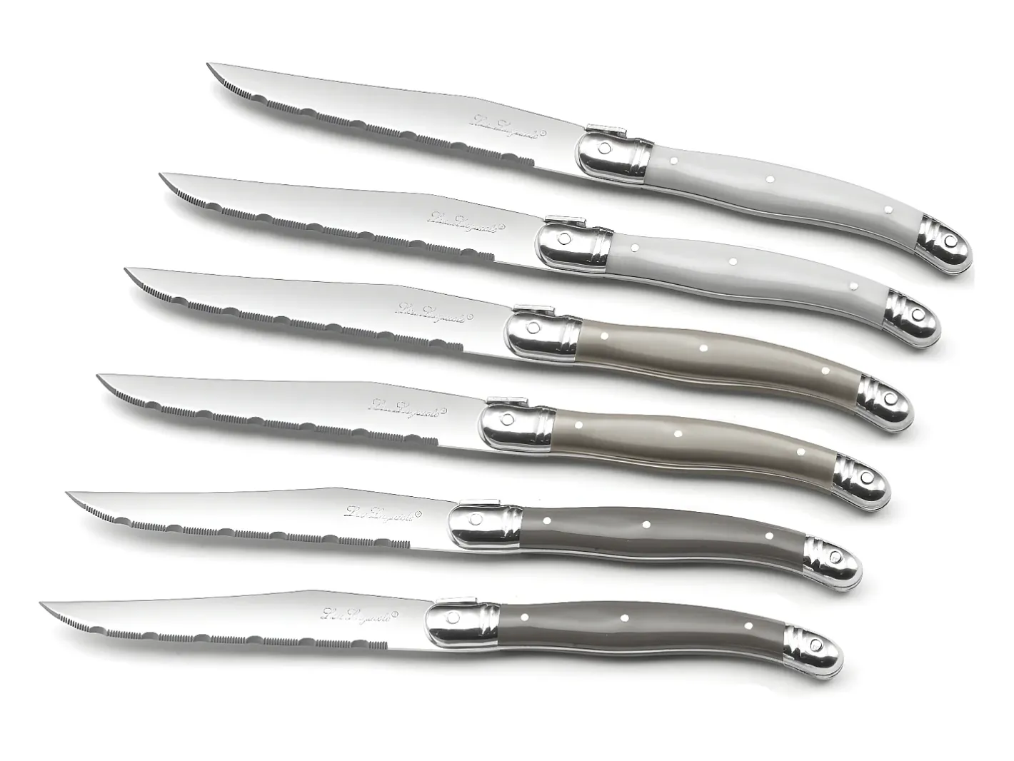 Lou Laguiole Tradition Gris Oscuro - Bloque 6 cuchillos carne Multicolor Sale