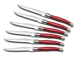 Clearance Lou Laguiole Tradition - Bloque 6 cuchillos carne Rojo